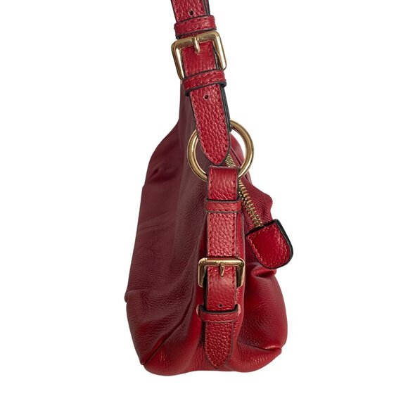 Kattee Red Leather Purse Gold Hardware Satin Interior 5 Pockets Zipper Closure - Picture 3 of 12